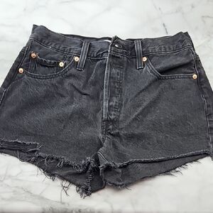 Levi's Dark Gray Frayed Jean Shorts